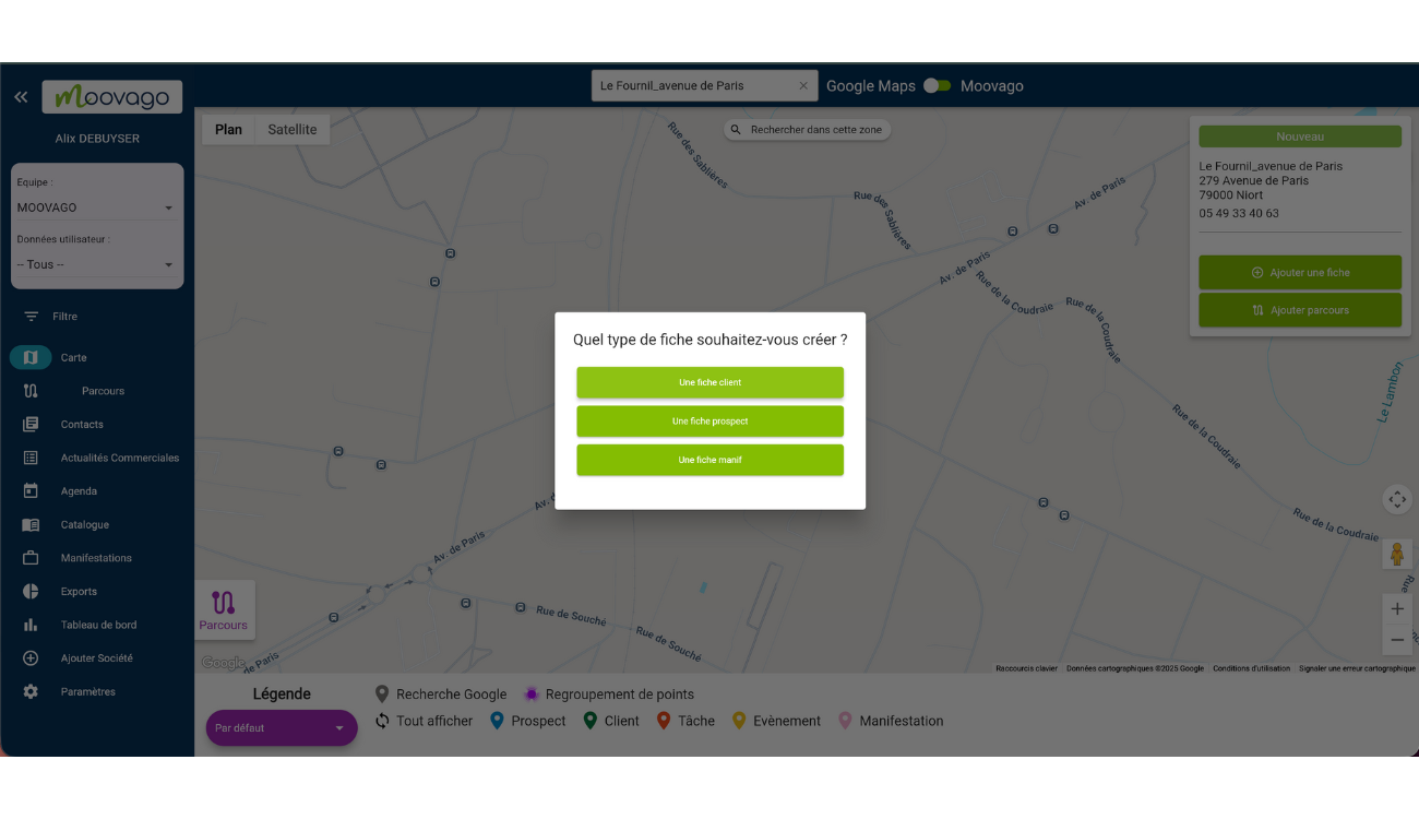 ajout d'une société sur la carte moovago