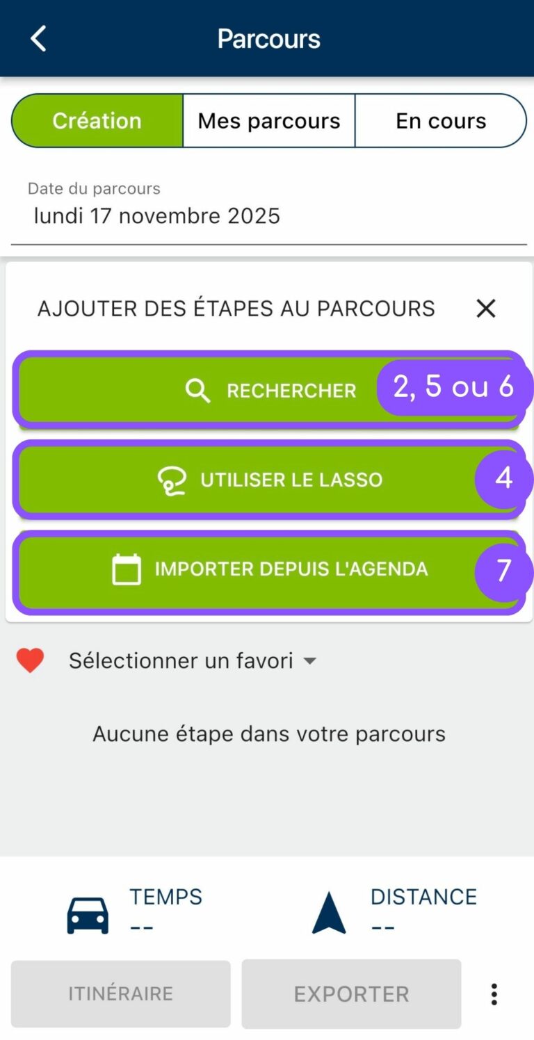 Ajout de sociétés au parcours - mobile