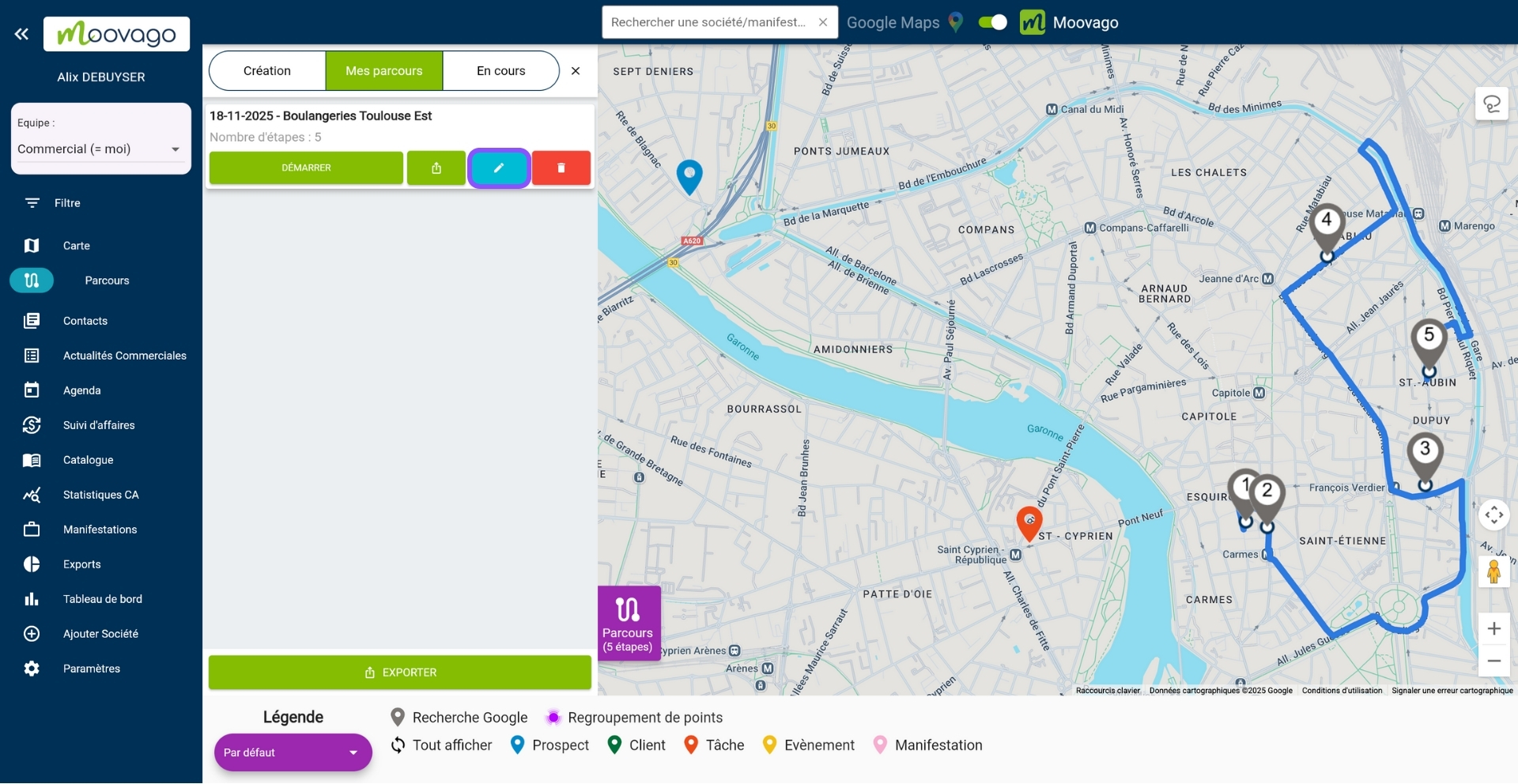 Modifier un Parcours