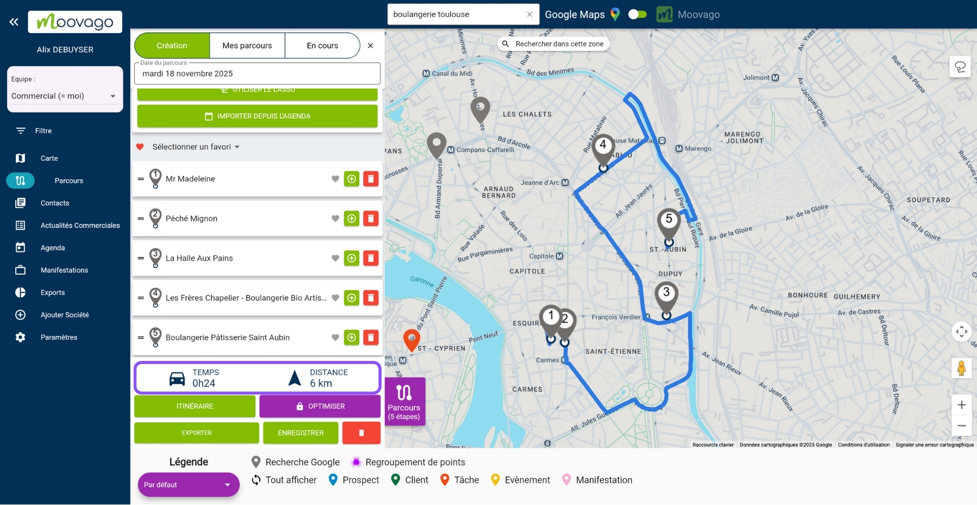 Informations tournée