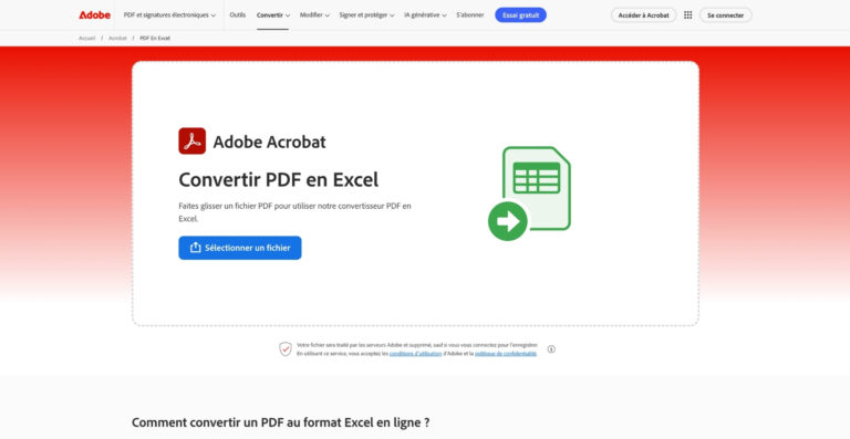 Convertir un PDF en Excel avec Adobe Acrobat