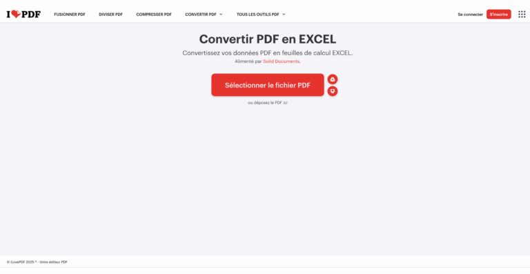 Convertir un PDF en Excel avec I Love PDF