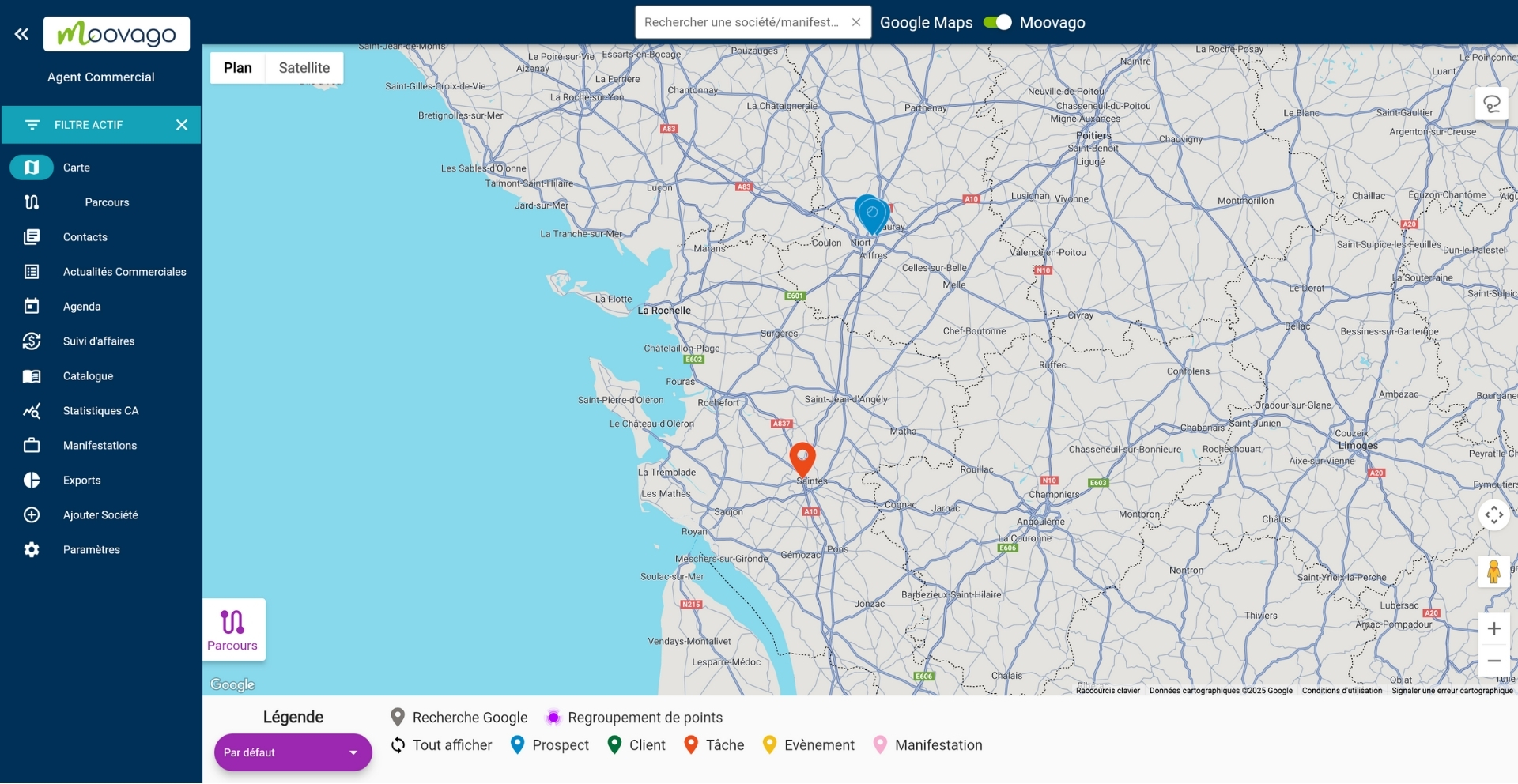 Visualisation de la segmentation sur la carte