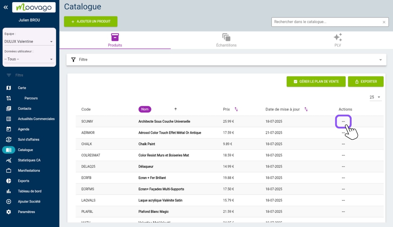 paramètres produit moovago