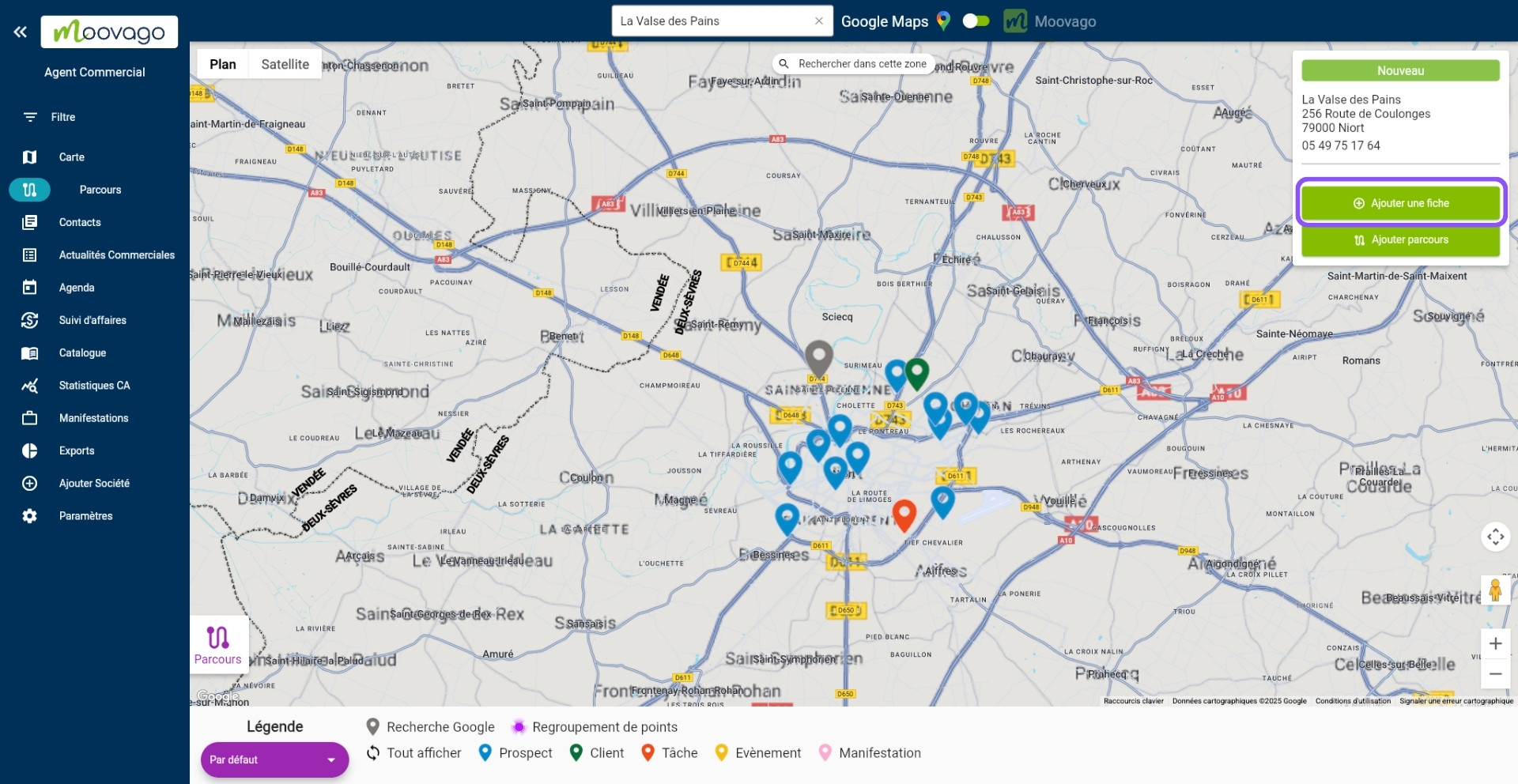 Ajouter une fiche depuis une recherche Google Moovago