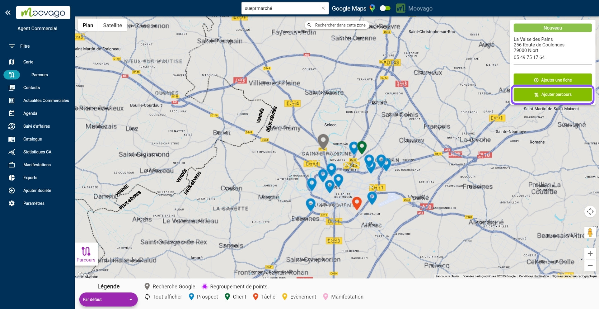 Ajouter un marqueur Google au parcours