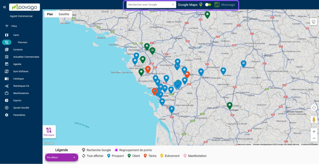 Recherche Google dans Moovago