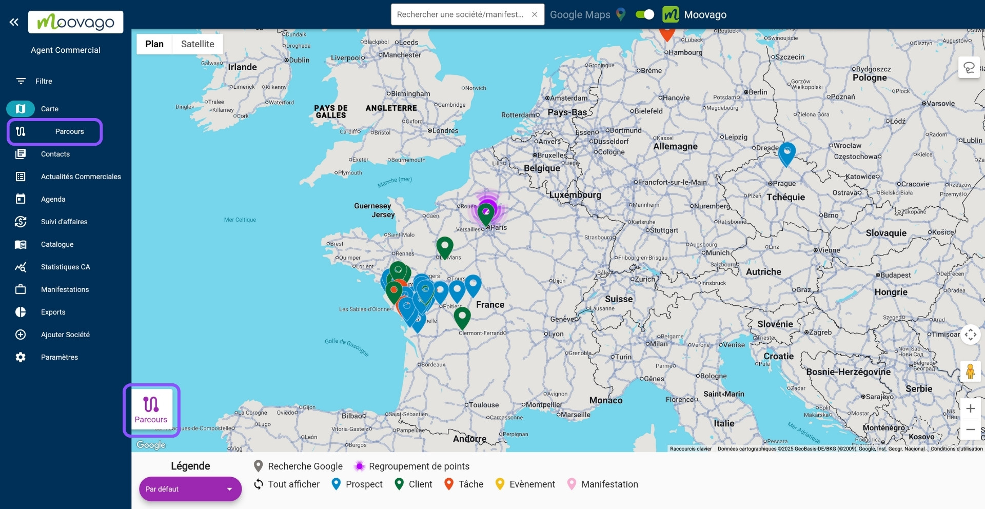 Parcours dans Moovago