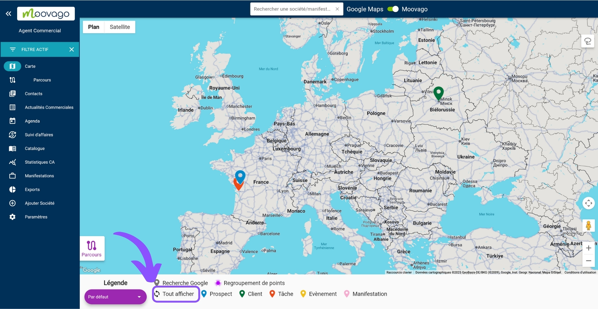 Tout afficher sur la carte Moovago