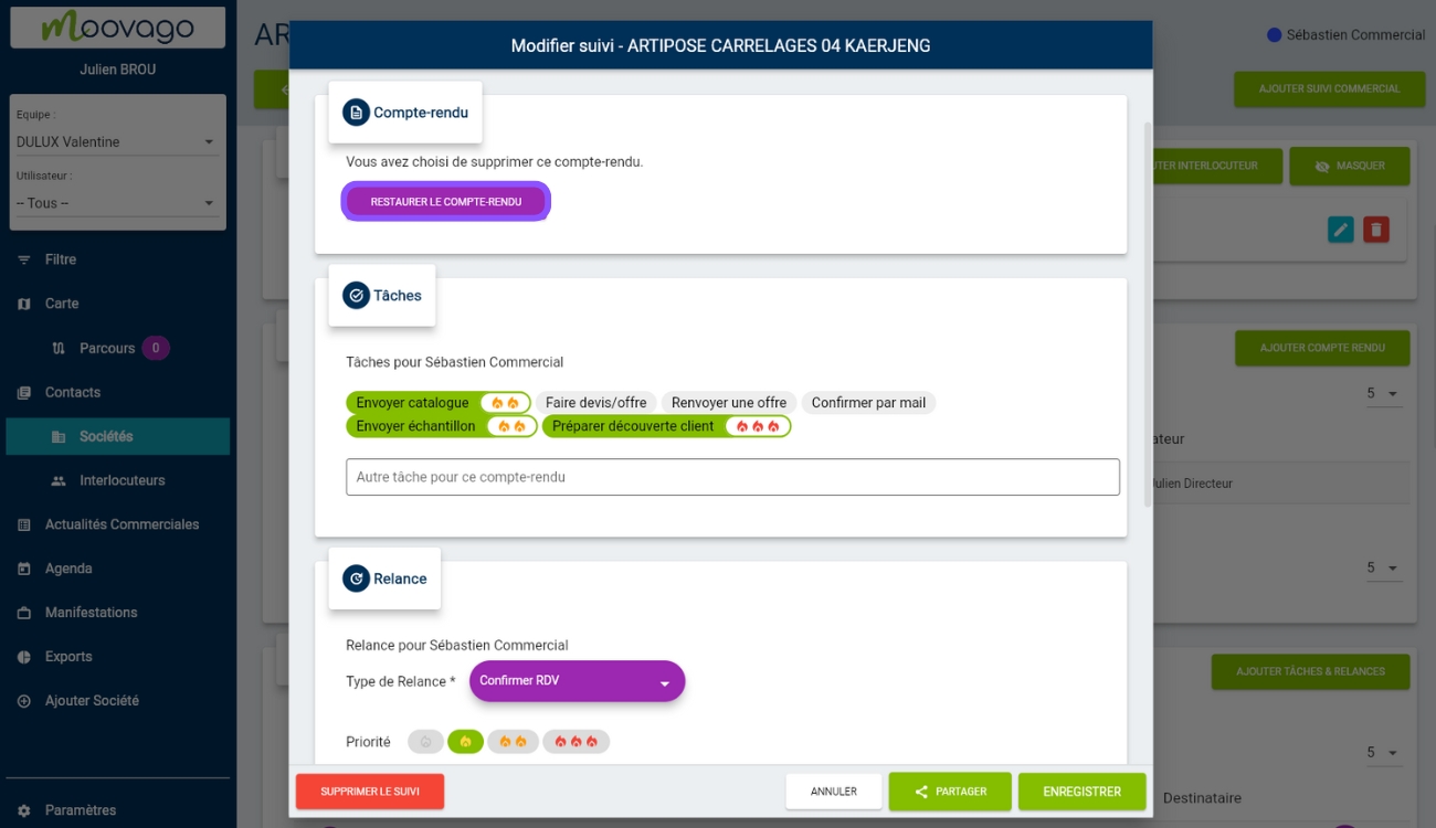 restaurer compte-rendu moovago