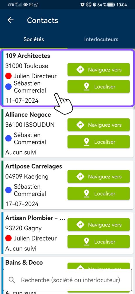 Importer un interlocuteur depuis votre répertoire téléphonique vers Moovago Moovago, application commerciaux, CRM, ERP, PGI, GRC tutoriel import depuis répertoire tel