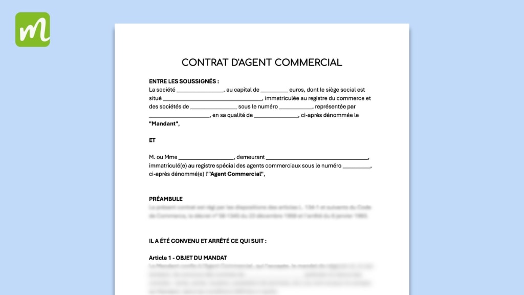 modèle contrat agent commercial